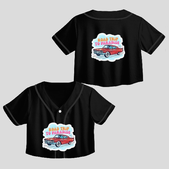 Vintage Classic Car Road Trip Design Crop Top Baseball Jerseys