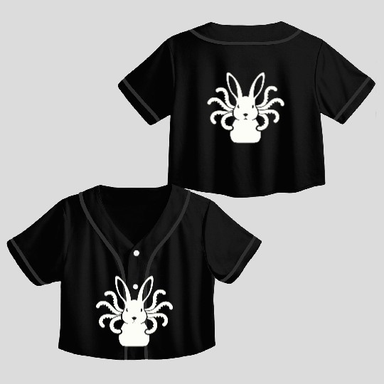 Octopus Bunny │Surreal White Cryptid Animal Mashup Crop Top Baseball Jerseys
