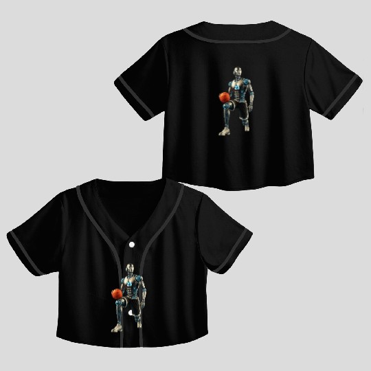Futuristic Robot Basketball Player – AI Athlete Ar Crop Top Baseball Jerseys
