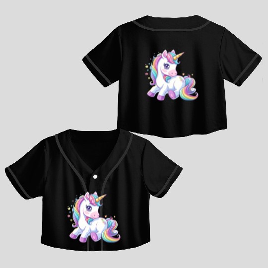 Cute unicorn rainbow fantasy Crop Top Baseball Jerseys
