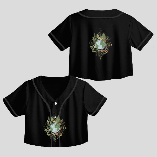 Earth Embraced by Nature Crop Top Baseball Jerseys