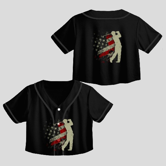 American Flag Golf USA Flag Crop Top Baseball Jerseys