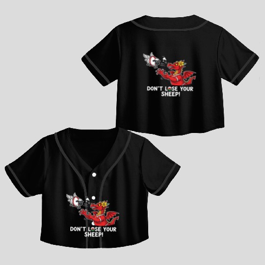 Vibrant Dragon and Sheep Motivational Crop Top Baseball Jerseys