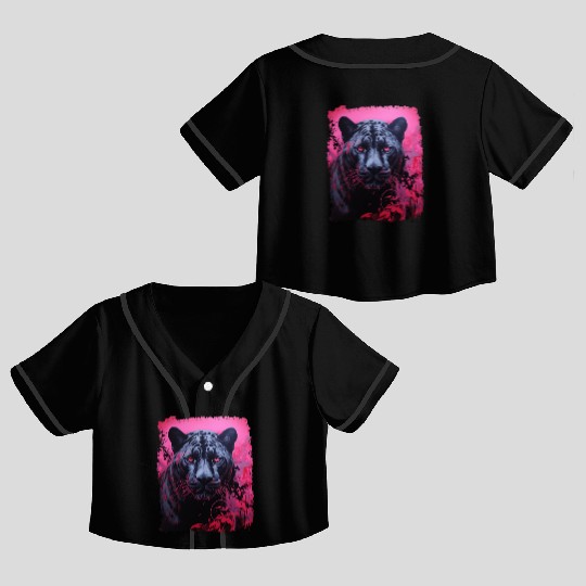 Pink Pop Art Black Panther  Crop Top Baseball Jerseys
