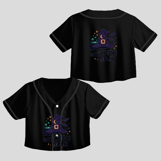 Witching Hour Night Scene Design Crop Top Baseball Jerseys