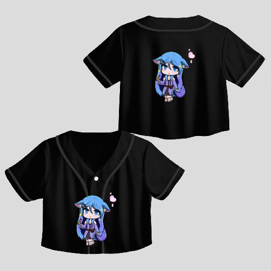 Chibi Anthro Cat Witch Illustration Crop Top Baseball Jerseys
