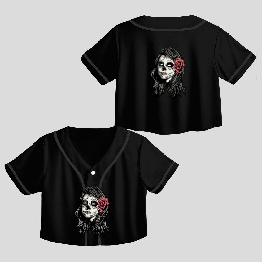 Santa Muerte Holy Woman Crop Top Baseball Jerseys
