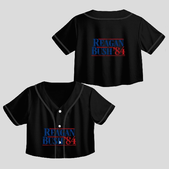 Distressed Reagan - Bush ’84 Crop Top Baseball Jerseys