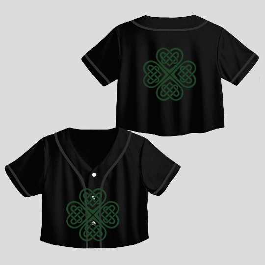 Celtic Heart Eternal Knot St Patricks Day Shamrock Crop Top Baseball Jerseys