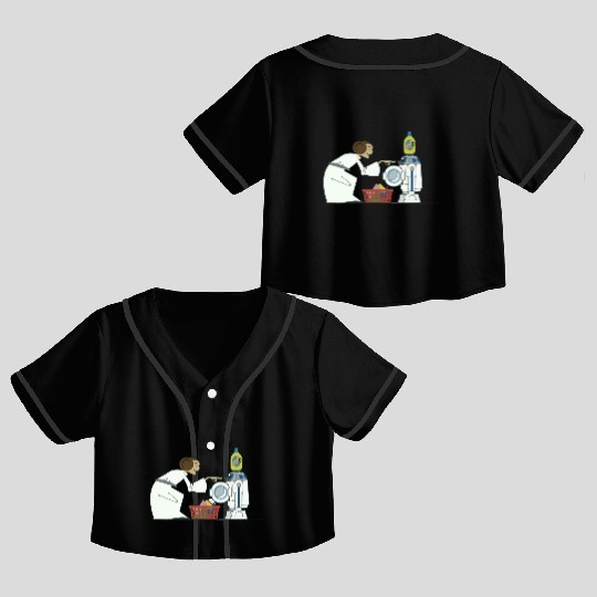 Funny Star Wars r2d2 and Leia comic Crop Top Baseball Jerseys
