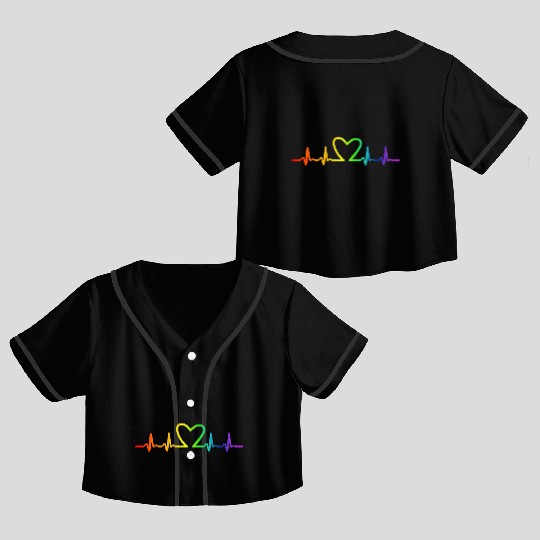 LGBT Pride Rainbow Heartbeat Crop Top Baseball Jerseys