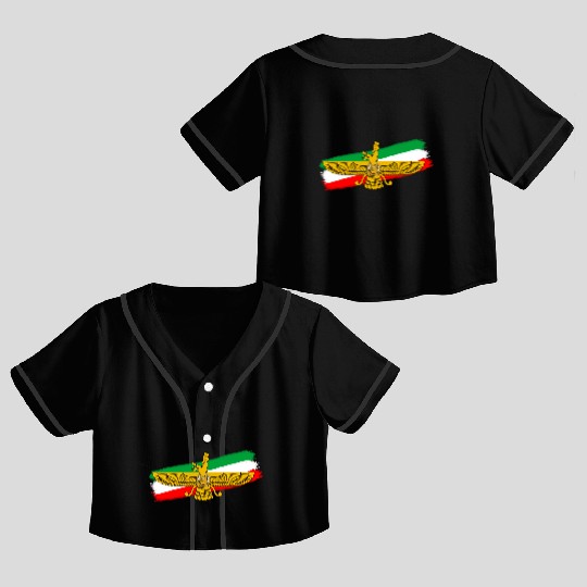 Iran Flag Faravahar Lion Sun Crop Top Baseball Jerseys