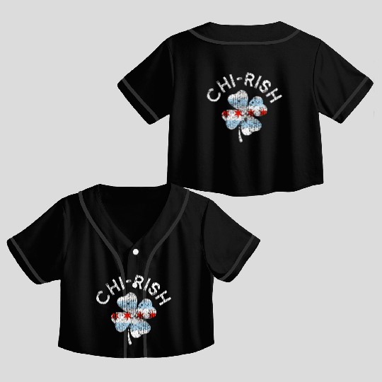 Chi-Rish Chicago Flag Lucky C St Patrick'S Day Crop Top Baseball Jerseys