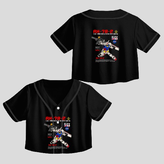 Rx-78-2 Gundam Crop Top Baseball Jerseys