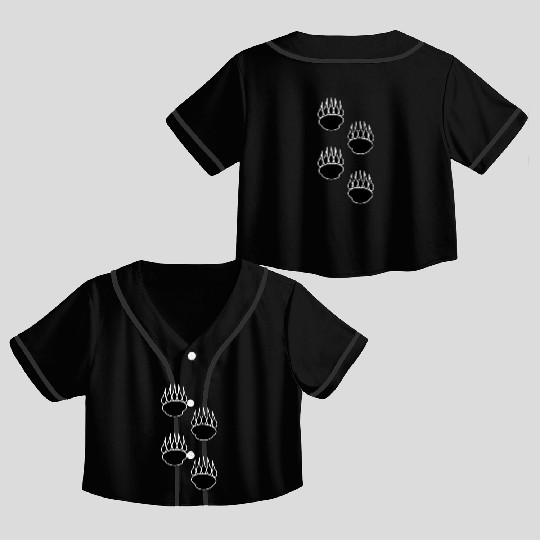 Black Bear Paw Prints Crop Top Baseball Jerseys