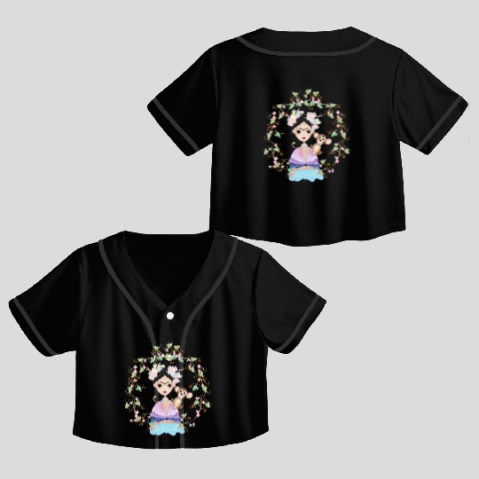 Frida Kahlo girl's Crop Top Baseball Jerseys