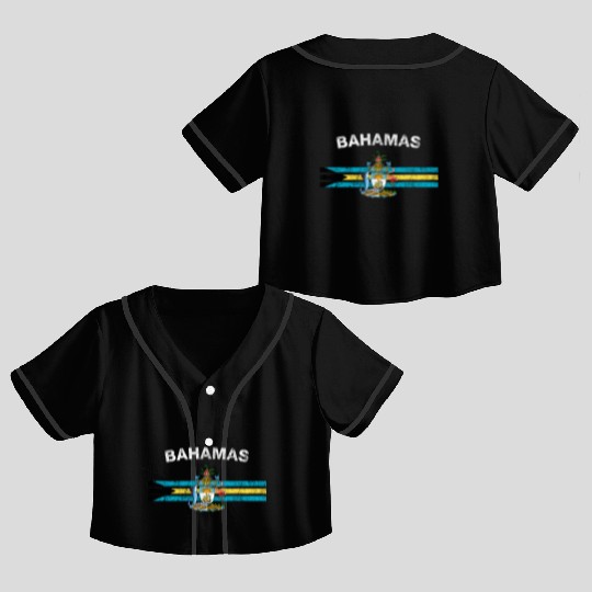 Bahamas Flag Crop Top Baseball Jerseys - Bahamas Emblem & Bahamas Flag