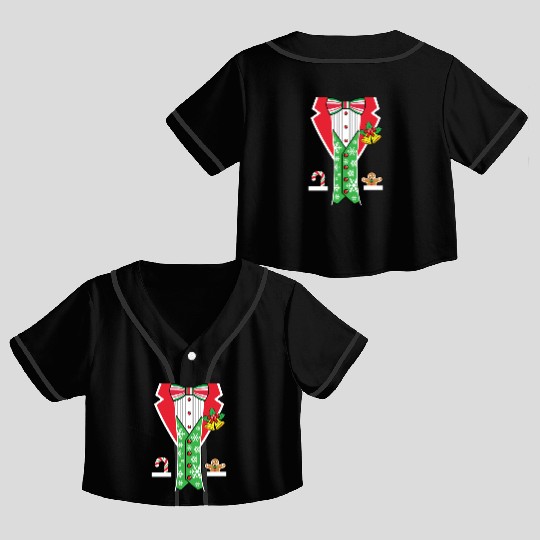 Christmas Tuxedo Crop Top Baseball Jerseys