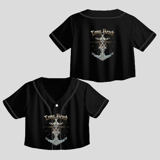 Long Beach Anchor Nautical Sailing Boat Summer Crop Top Baseball Jerseys