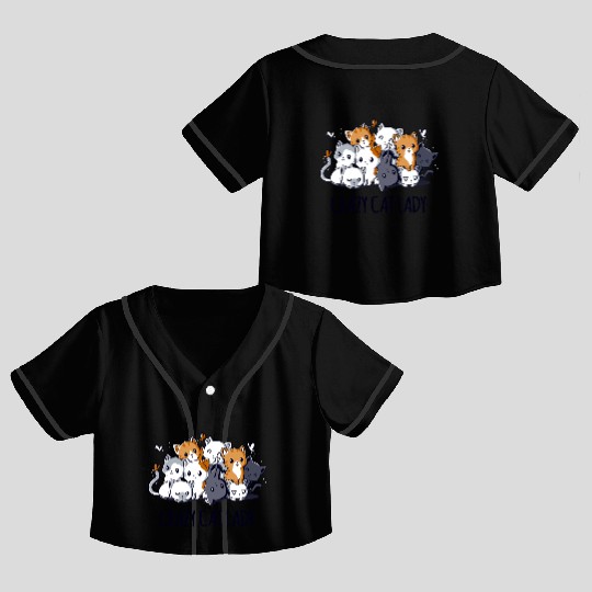 Crazy Cat Lady Crop Top Baseball Jerseys