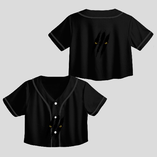 Black Panther Scratch Crop Top Baseball Jerseys
