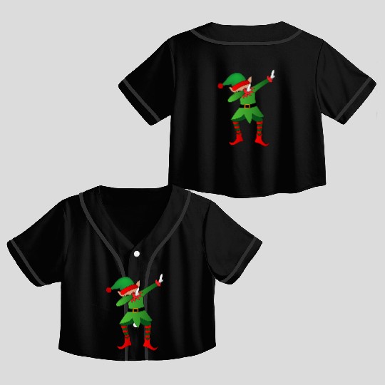 Funny Dabbing Christmas Elf Crop Top Baseball Jerseys Santa's Helper D
