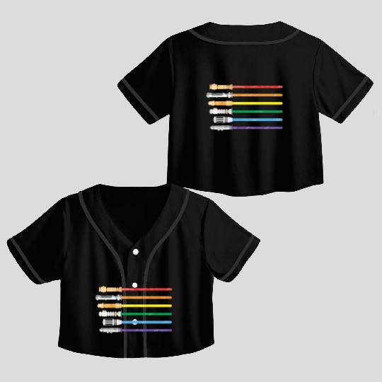 Lightsaber Rainbow Gay Pride Lesbian LGBT Crop Top Baseball Jerseys