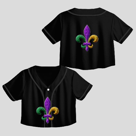 Mardi Gras New Orleans SaintsFleur De Lis Bling Crop Top Baseball Jerseys
