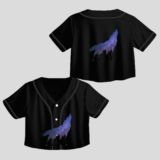 Wolf wolves galaxy howl Crop Top Baseball Jerseys