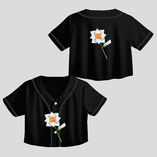 Flower Spring Daffodil Narcissus White - Gift Idea Crop Top Baseball Jerseys