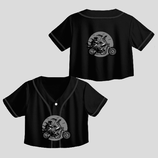 Death Motorcycle Death Grim Reaper Crow Gift Idea Crop Top Baseball Jerseys