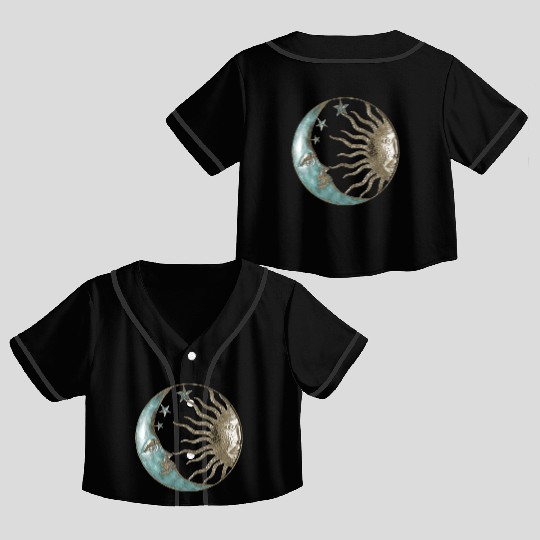 Moon and sun Crop Top Baseball Jerseys