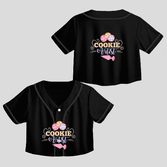 Cookie Artist Illustration for Cookie Decorators Crop Top Baseball Jerseys