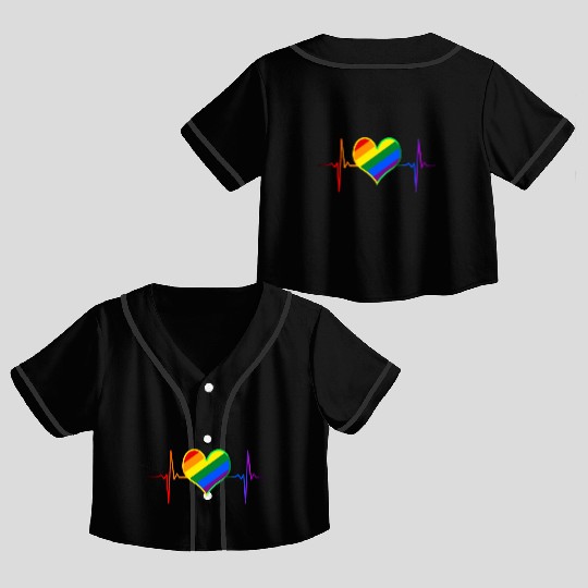 Pulse Heart Beat Pride LGBT Community Pride Month Crop Top Baseball Jerseys