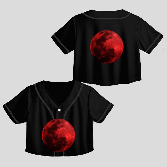 Blood Moon - Space - Graphic Realistic Crop Top Baseball Jerseys