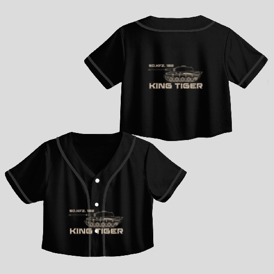 Tank German King Tiger Panzer Combat Army WW2 Crop Top Baseball Jerseys