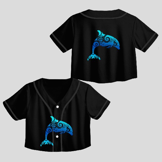 Maori Dolphin Polynesian T Tattoo Gift Idea Crop Top Baseball Jerseys
