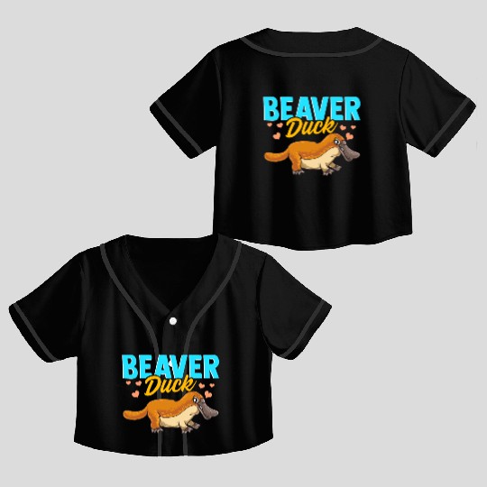 Beaver Duck Platypus Pun Cute Duck Billed Platypus Crop Top Baseball Jerseys