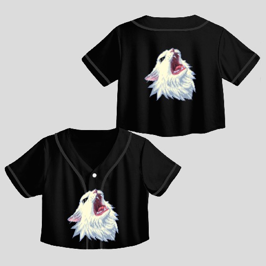 8 bit Screamin Thurston the Cat meme 2 Crop Top Baseball Jerseys