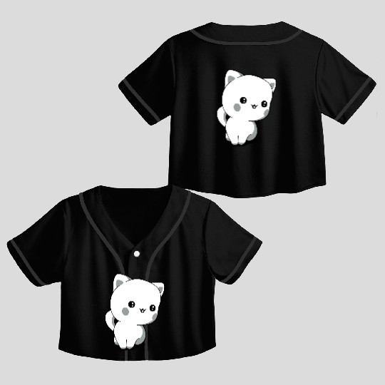 kitten chibi kawaii Crop Top Baseball Jerseys