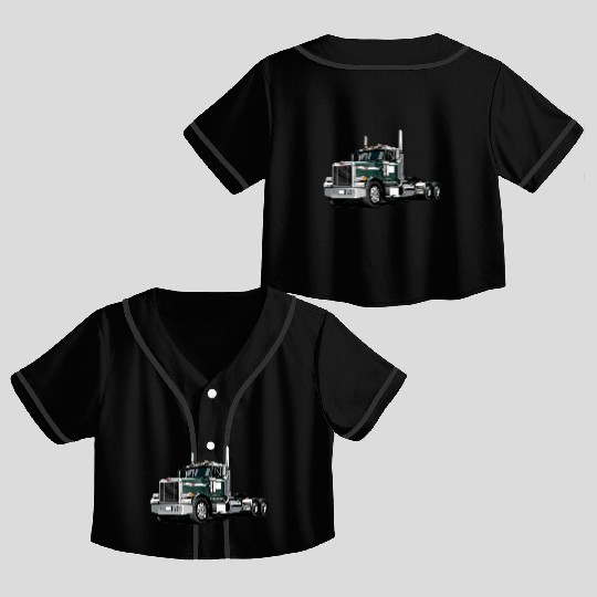 Green Semi Truck Crop Top Baseball Jerseys