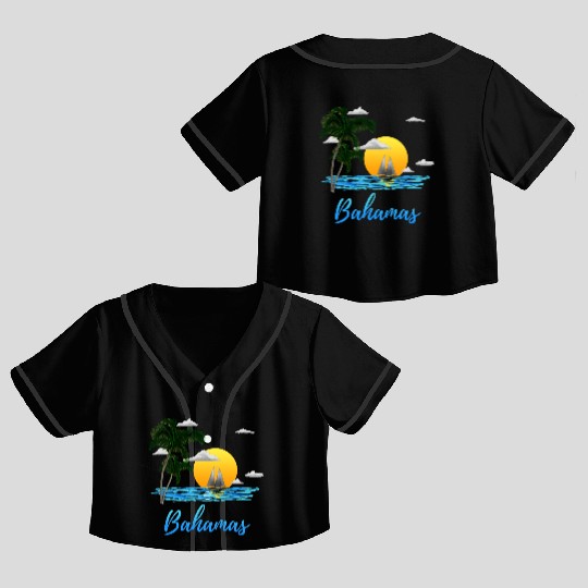 Bahamas Vacation Sailing Crop Top Baseball Jerseys