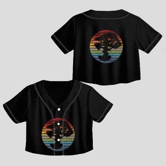 Bonsai Tree Retro Crop Top Baseball Jerseys