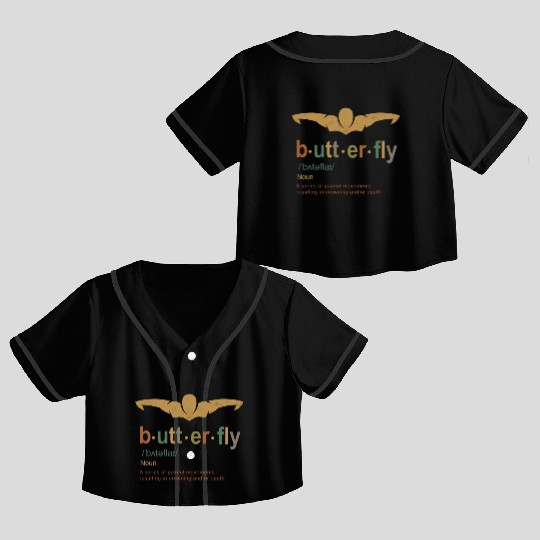 Swimming Butterfly Stroke Definition Crop Top Baseball Jerseys