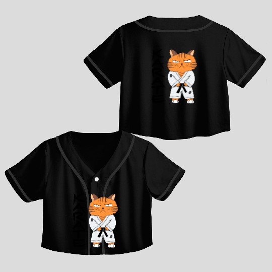 Karate Cat Crop Top Baseball Jerseys