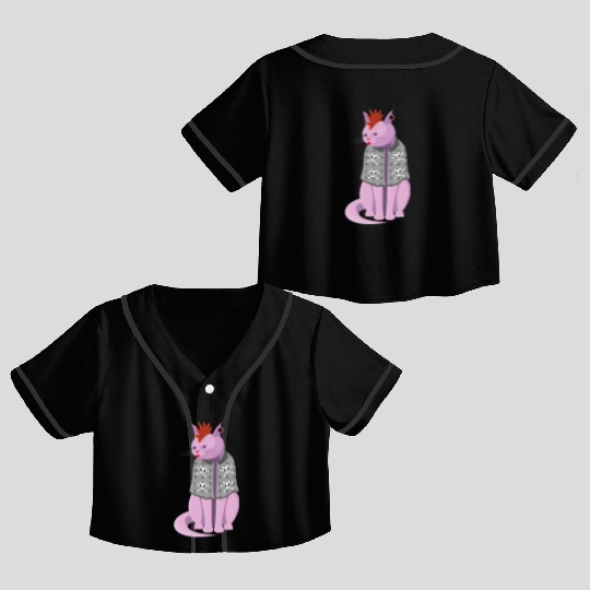 Punk Rock Cat Crop Top Baseball Jerseys