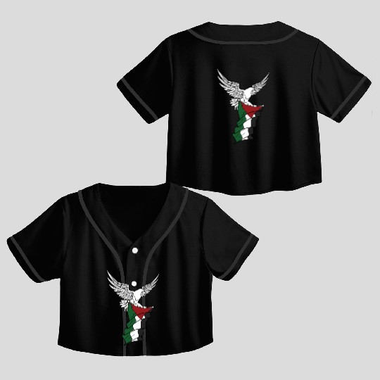 Free Palestine Palestinian Flag Bird Eagle Palesti Crop Top Baseball Jerseys