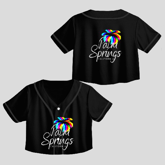 Palm Springs Neon Tree (White) Crop Top Baseball Jerseys