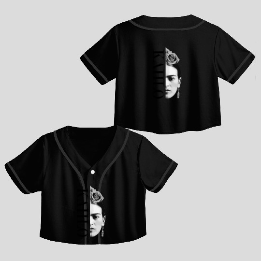 Frida Kahlo Split Portrait Crop Top Baseball Jerseys