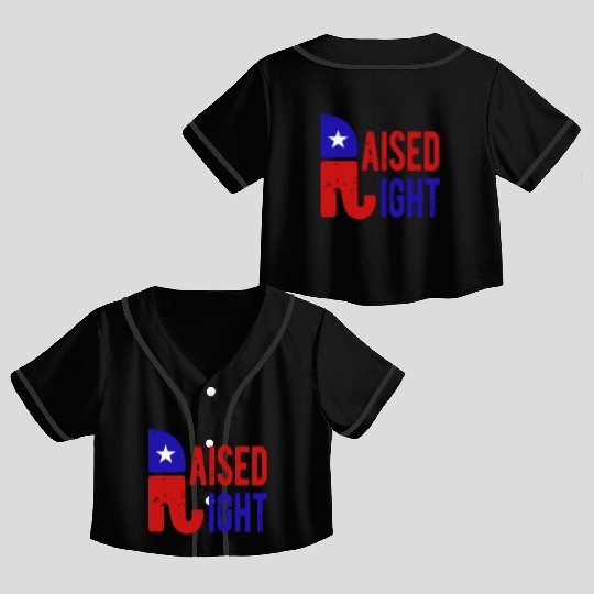 Raised Right Proud Republican Elephant Logo Usa Crop Top Baseball Jerseys